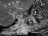 ひまわり7号可視画像・天気図合成 2015年1月21日12時JST