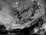 ひまわり7号可視画像・天気図合成 2015年1月28日12時JST