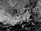 ひまわり7号可視画像・天気図合成 2015年1月30日12時JST