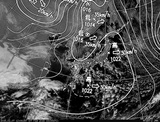 ひまわり7号可視画像・天気図合成 2015年2月7日12時JST