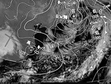 ひまわり7号可視画像・天気図合成 2015年2月10日12時JST