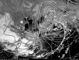 ひまわり7号可視画像・天気図合成 2015年3月10日12時JST