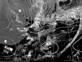 ひまわり7号可視画像・天気図合成 2015年4月16日12時JST