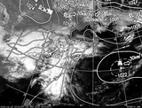 ひまわり7号可視画像・天気図合成 2015年4月19日12時JST