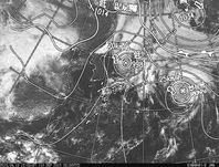 ひまわり8号可視画像・天気図合成 2015年9月10日12時JST