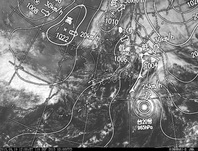 ひまわり8号可視画像・天気図合成 2015年9月19日12時JST