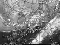 ひまわり8号赤外線画像＆天気図合成 2015年11月25日12時JST