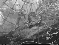 ひまわり8号赤外線画像＆天気図合成 2015年12月28日12時JST