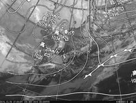 ひまわり8号赤外線画像＆天気図合成 2015年12月29日12時JST
