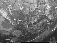 ひまわり8号赤外線画像＆天気図合成 2016年2月17日12時JST