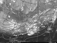 ひまわり8号赤外線画像＆天気図合成 2016年3月10日12時JST