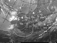 ひまわり8号赤外線画像＆天気図合成 2016年3月12日12時JST