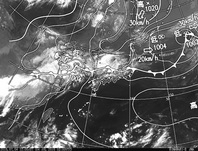 ひまわり8号赤外線画像＆天気図合成 2016年7月4日12時JST