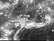 ひまわり8号赤外線画像＆天気図合成 2016年7月10日12時JST