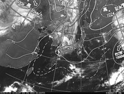 ひまわり8号赤外線画像＆天気図合成 2016年7月25日12時JST