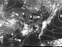 ひまわり8号赤外線画像＆天気図合成 2016年8月4日12時JST