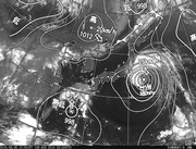 ひまわり8号赤外線画像＆天気図合成 2016年8月8日12時JST