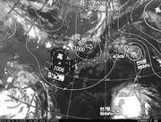 ひまわり8号赤外線画像＆天気図合成 2016年8月14日12時JST
